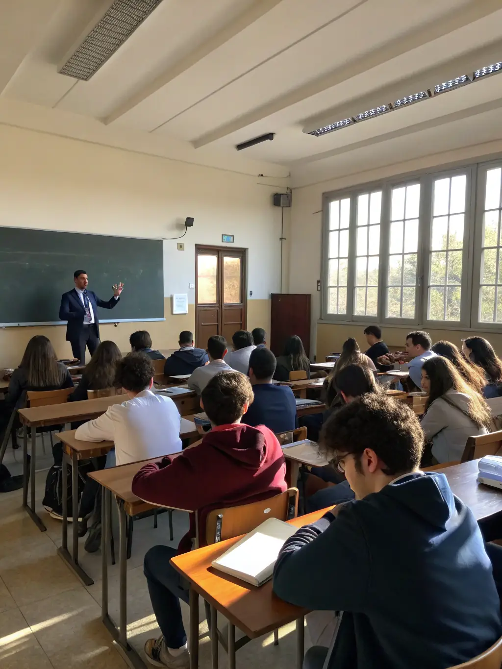 Students participating in a debate club activity, honing their public speaking, critical thinking, and argumentation skills.
